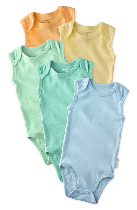 Sam Assorted 5-Pack Sleeveless Organic Cotton Bodysuits