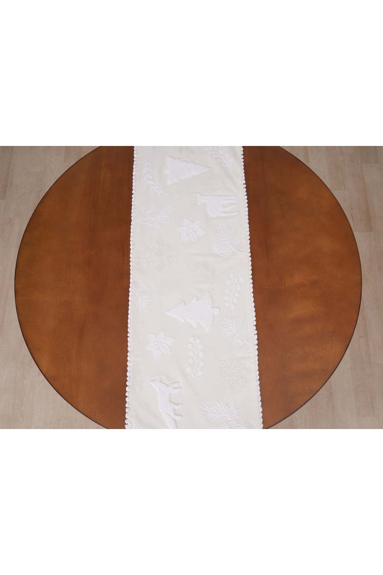 Yuletide Frost Pine Tree and Fox Tufted Runner 14" x 72", Alternate, color, White