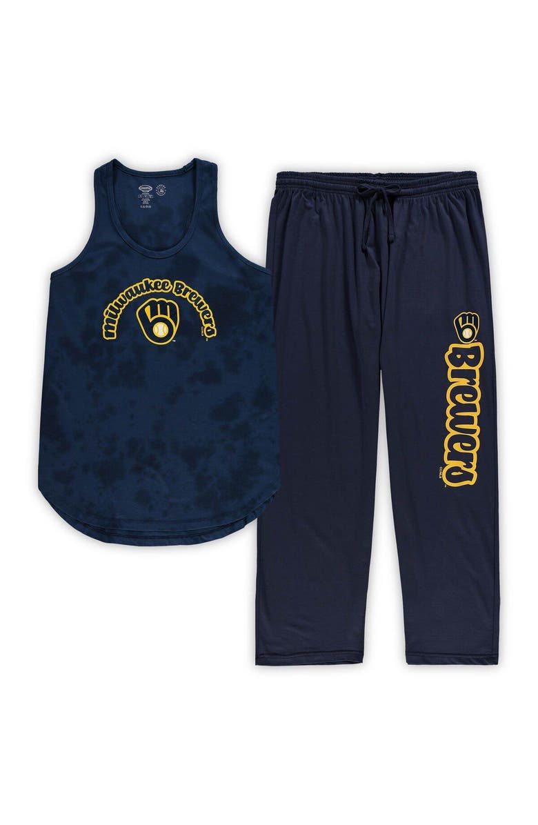 CONCEPTS SPORT Women's Concepts Sport Navy Milwaukee Brewers Plus Size Jersey Tank Top & Pants Sleep Set, Main, color,