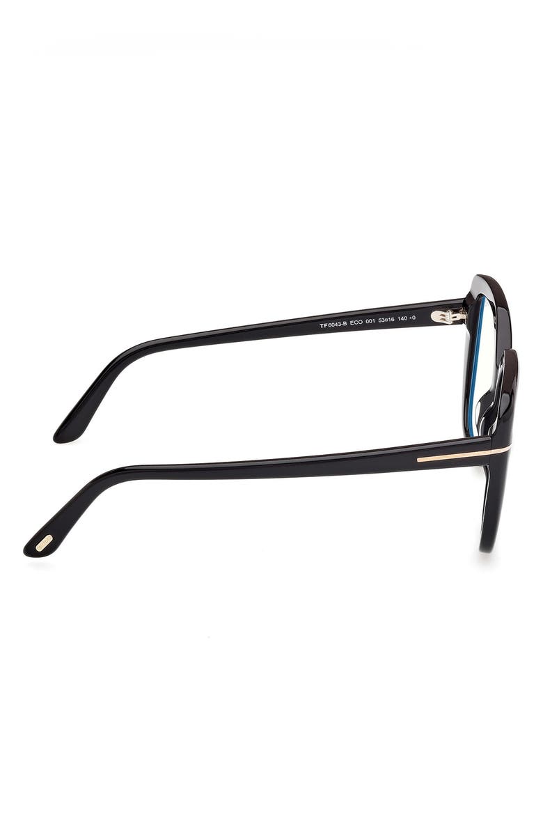 TOM FORD 53mm Square Blue Light Blocking Optical Glasses, Alternate, color, Black/ Eco/ Blue Block Lenses