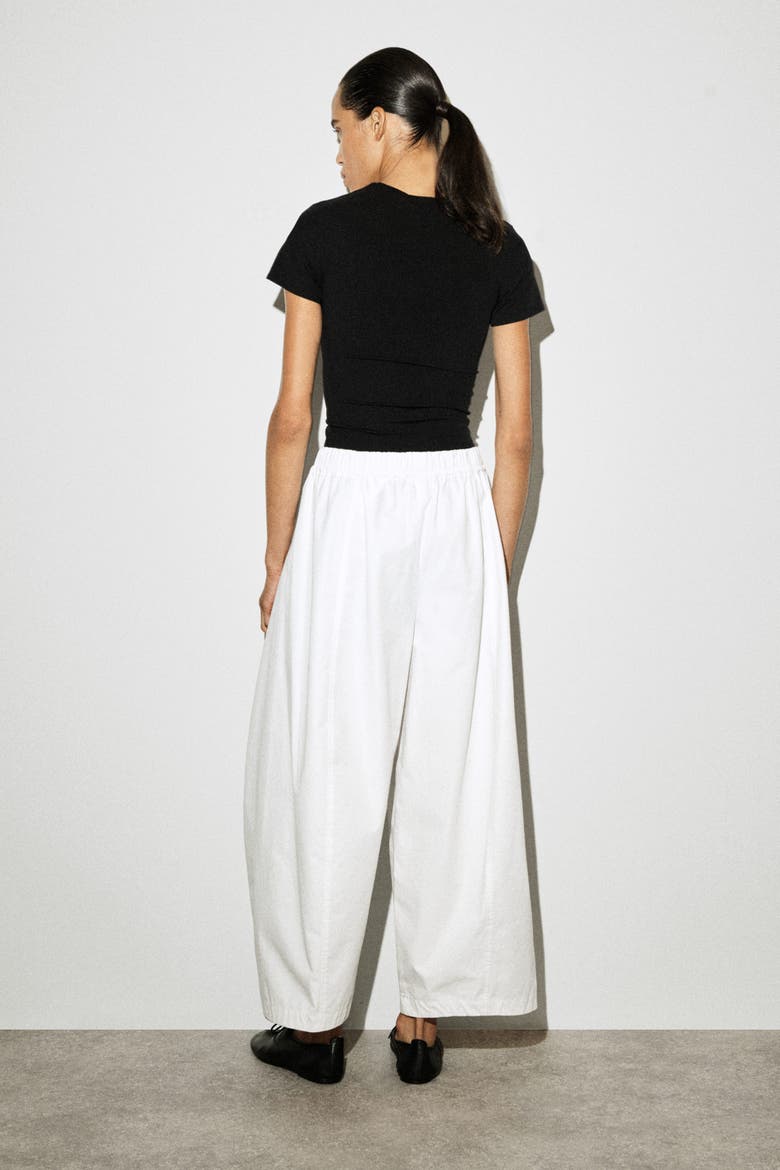 Elasticated Barrel-Leg Pants, Alternate, color, WHITE