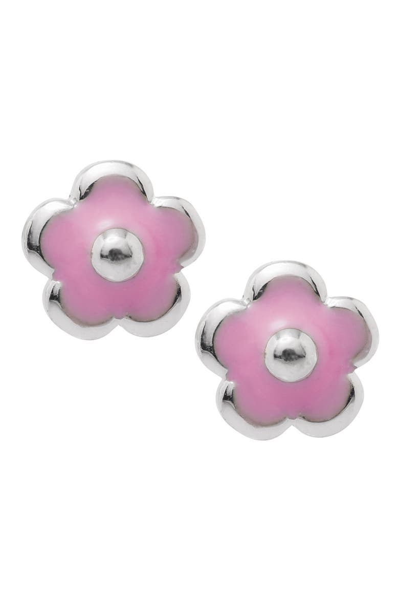Sterling Silver Flower Earrings, Main, color, SILVER