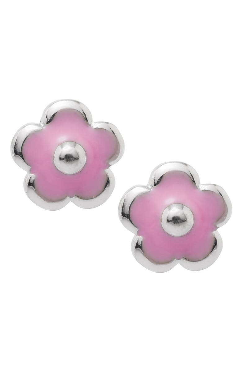 Mignonette Sterling Silver Flower Earrings, Main, color, Silver