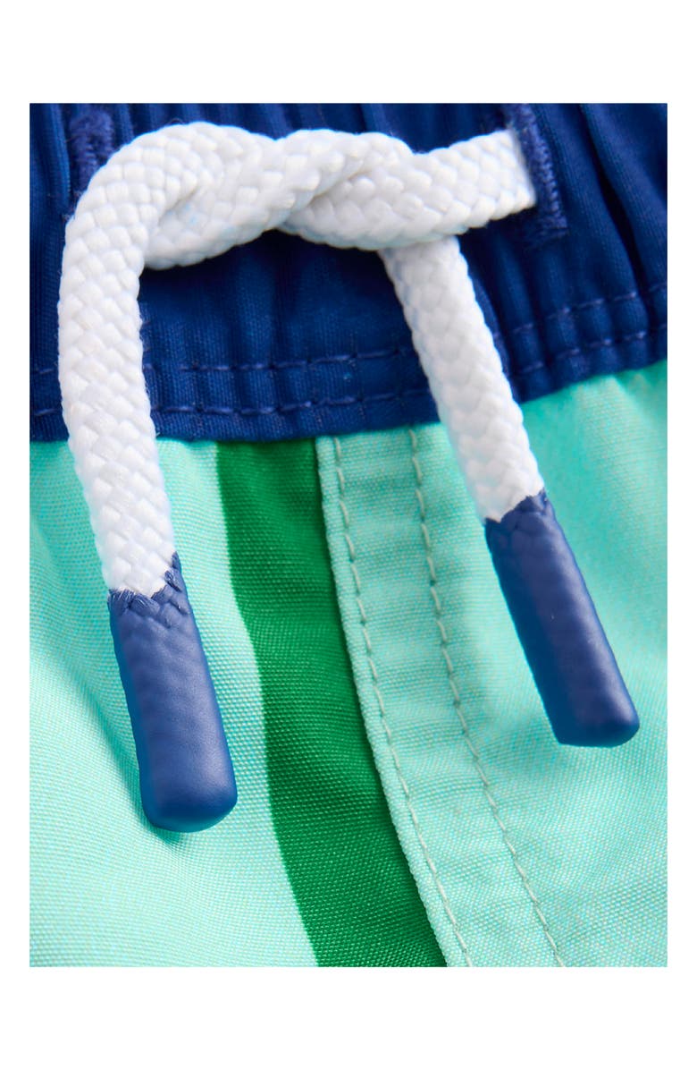 Mini Boden Kids' Contrast Stripe Swim Trunks, Alternate, color, Contrast Stripe