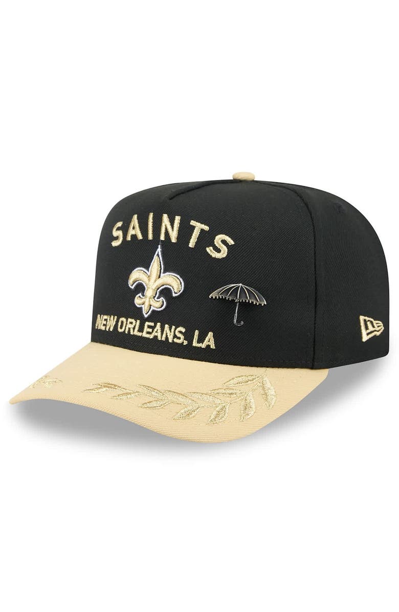 New Era Men's New Era Black/Gold New Orleans Saints 2025 NFL Draft On Stage A-Frame 59FIFTY Fitted Hat, Main, color, 