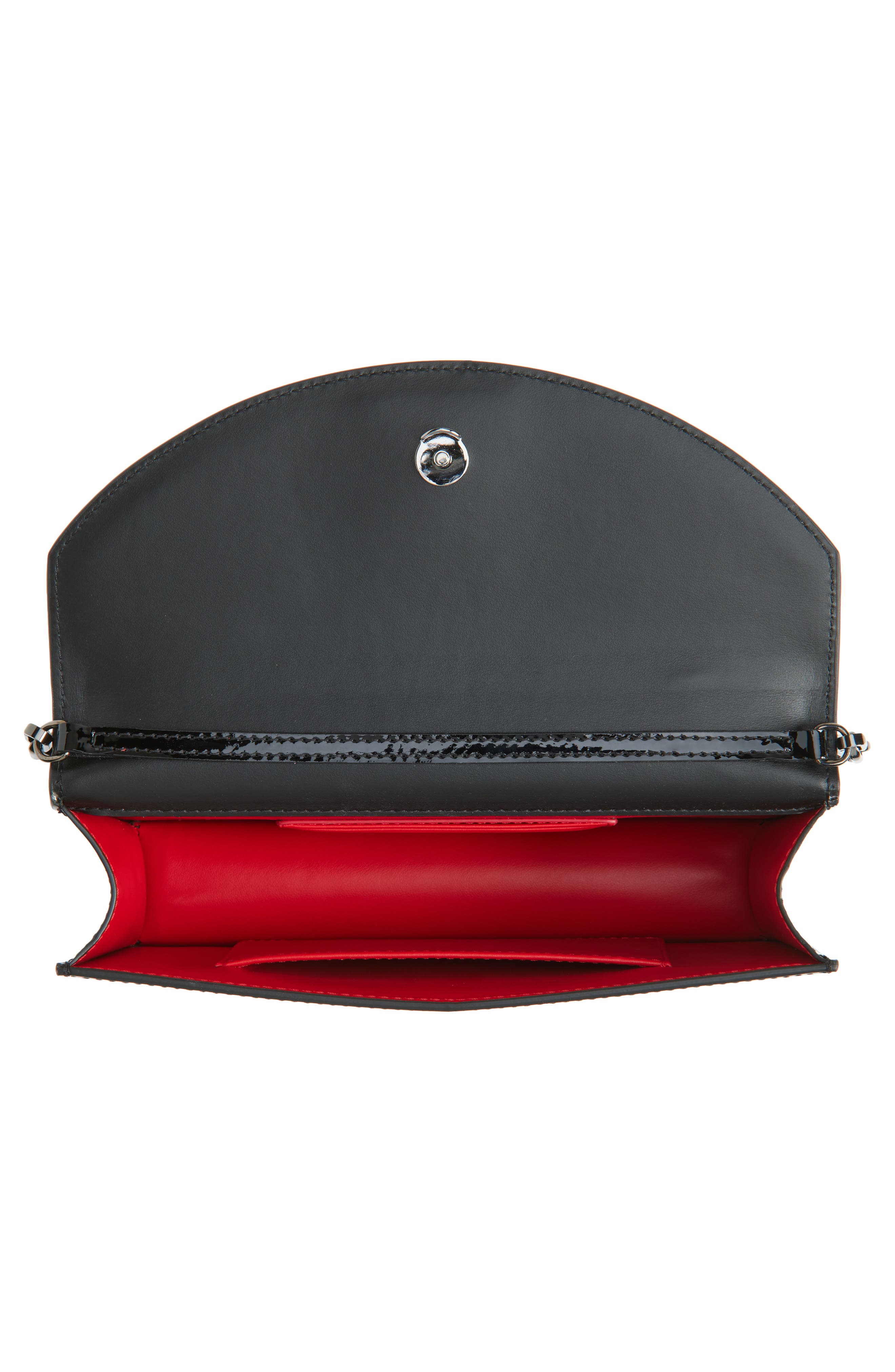 Christian Louboutin Loubi54 Patent Leather Clutch, Alternate, color, Black/ Gun Metal