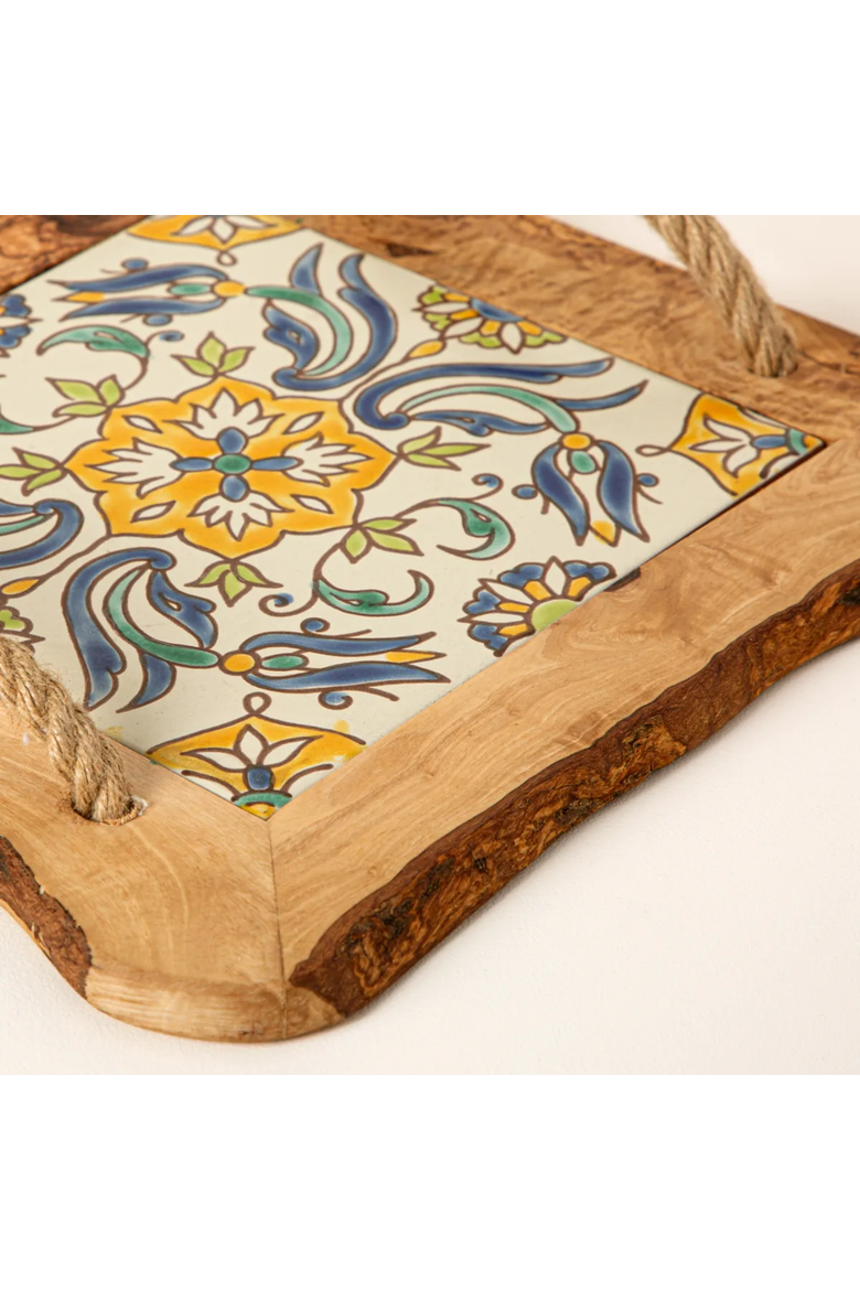 Tunisian Small Bites Serving Tray by Kamsah, Alternate, color, Light Brown / White