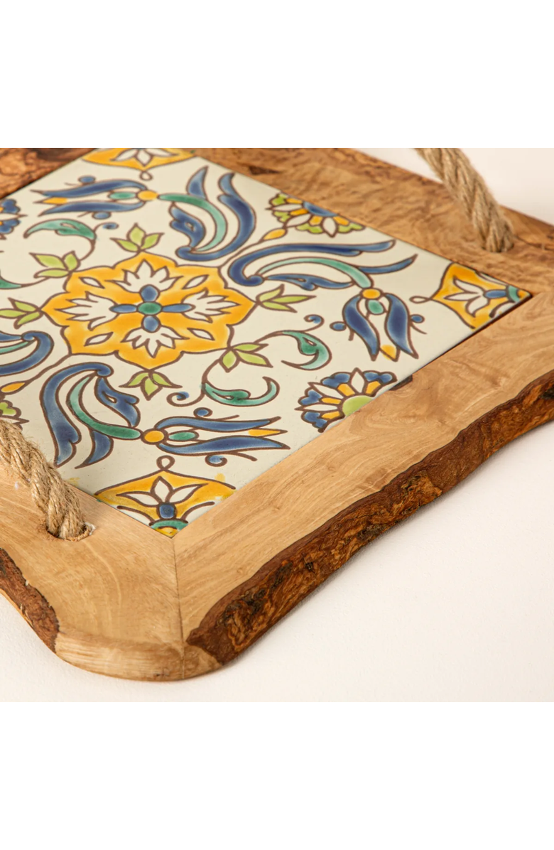 Uncommon Goods Tunisian Small Bites Serving Tray by Kamsah, Alternate, color, Light Brown / White