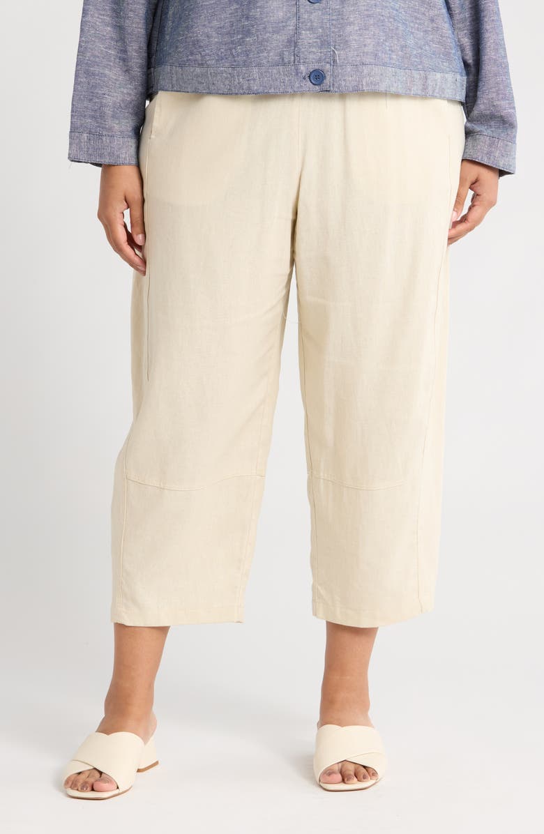 MAX STUDIO Barrel Leg Linen Blend Pants, Main, color, Natural