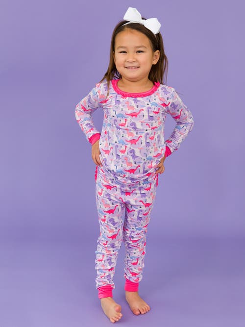 Rufflebutts Softsnooze Toddler Girls Ruffle Long Sleeve Pajama Set In Sweetie-saurus