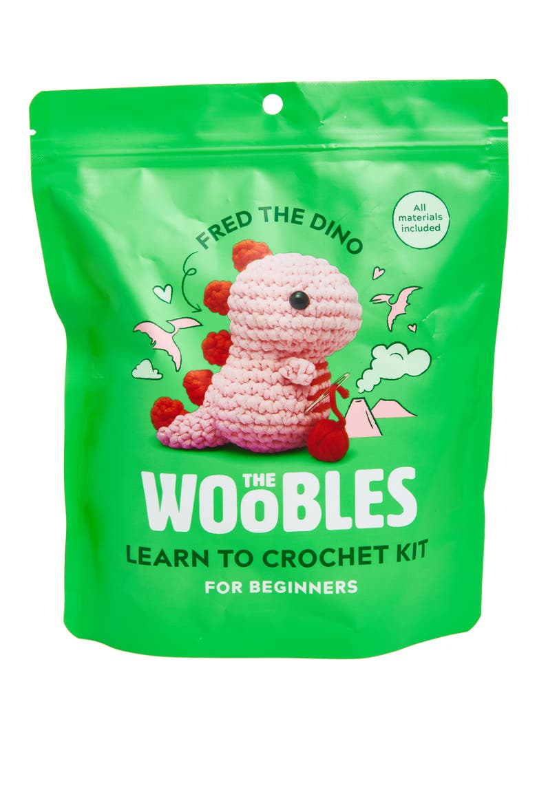 Fred the Dino Learn to Crochet Kit, Main, color, PINK
