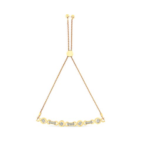 Silver Channel Set Diamond Accent Twist Bolo Bracelet