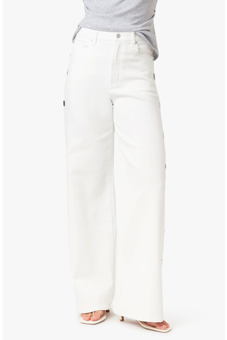 Gemma Studded Wide Leg Jeans, Main, color, WHITE