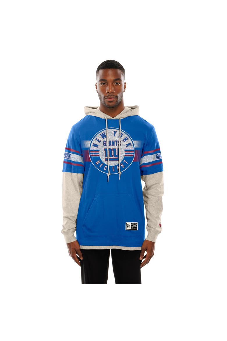 Men's New Era  Royal New York Giants Twofer Layered Long Sleeve Hoodie T-Shirt, Main, color, Royal