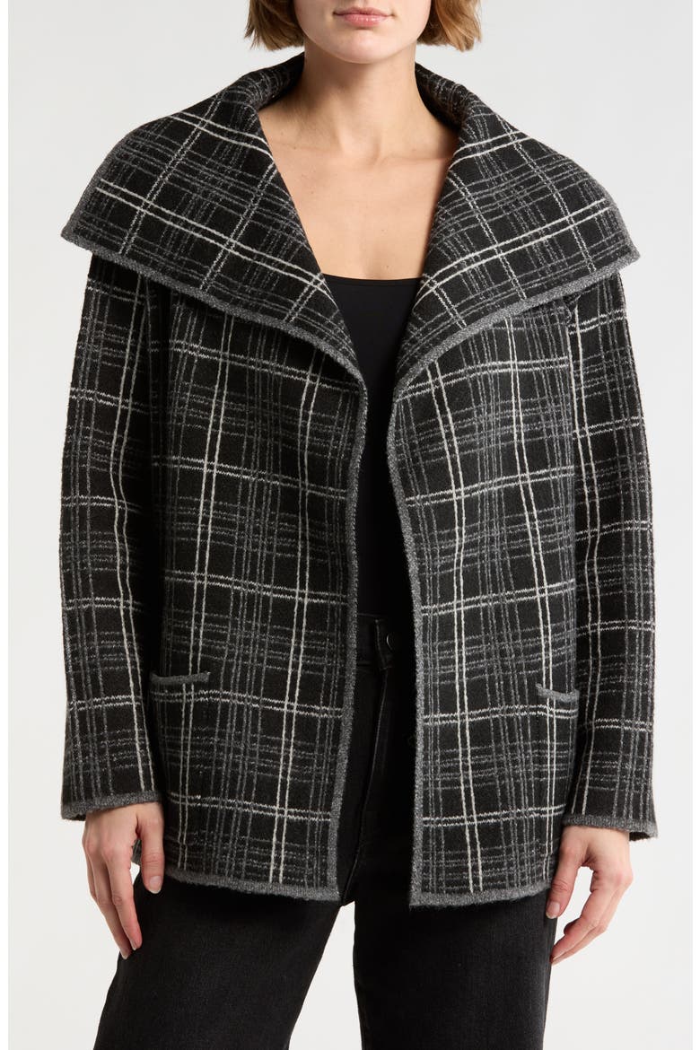 Crop Sweater Coat, Main, color, BLACK/ MED GREY