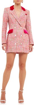 Endless Rose Premium Tweed Long Sleeve Blazer Minidress