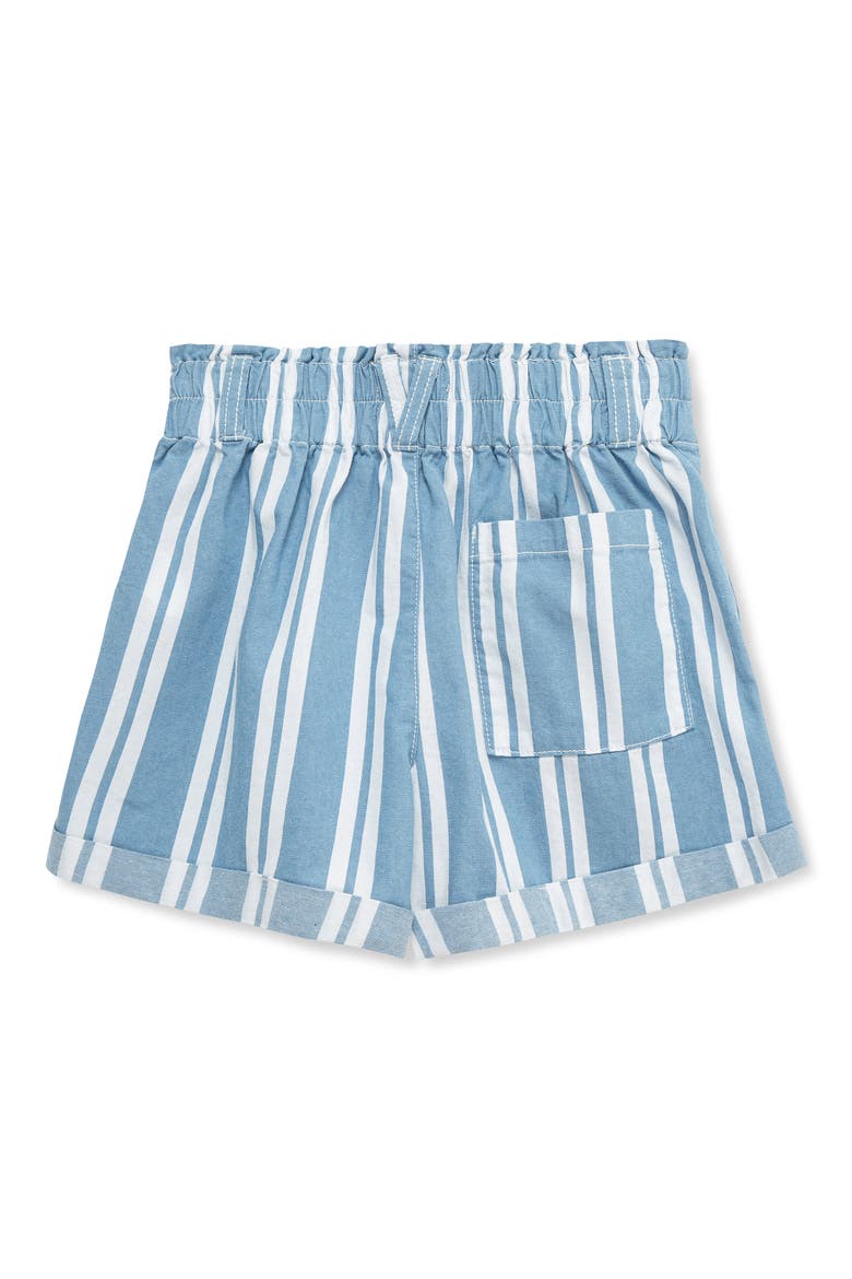 Kids' Stripe High Waist Paperbag Shorts, Alternate, color, DENIM