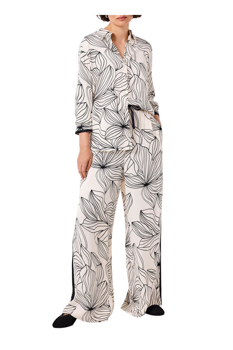 Floral Print Satin Shirt, Alternate, color, Cream