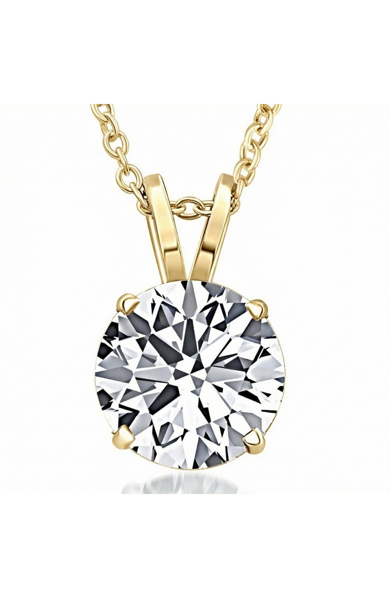 Bliss Diamond 1 - 5 Ct Round Diamond 4-Prong Pendant 14k Gold Necklace Lab Grown, Main, color, Yellow Gold - 1Ct