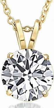 Bliss Diamond 1 - 5 Ct Round Diamond 4-Prong Pendant 14k Gold Necklace Lab Grown