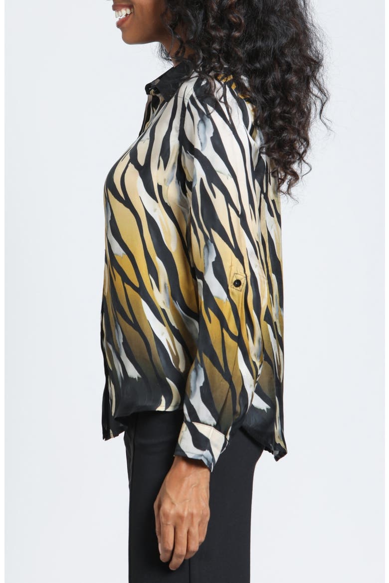 Cupro Button-Up Shirt, Alternate, color, GILDED OBSIDIAN