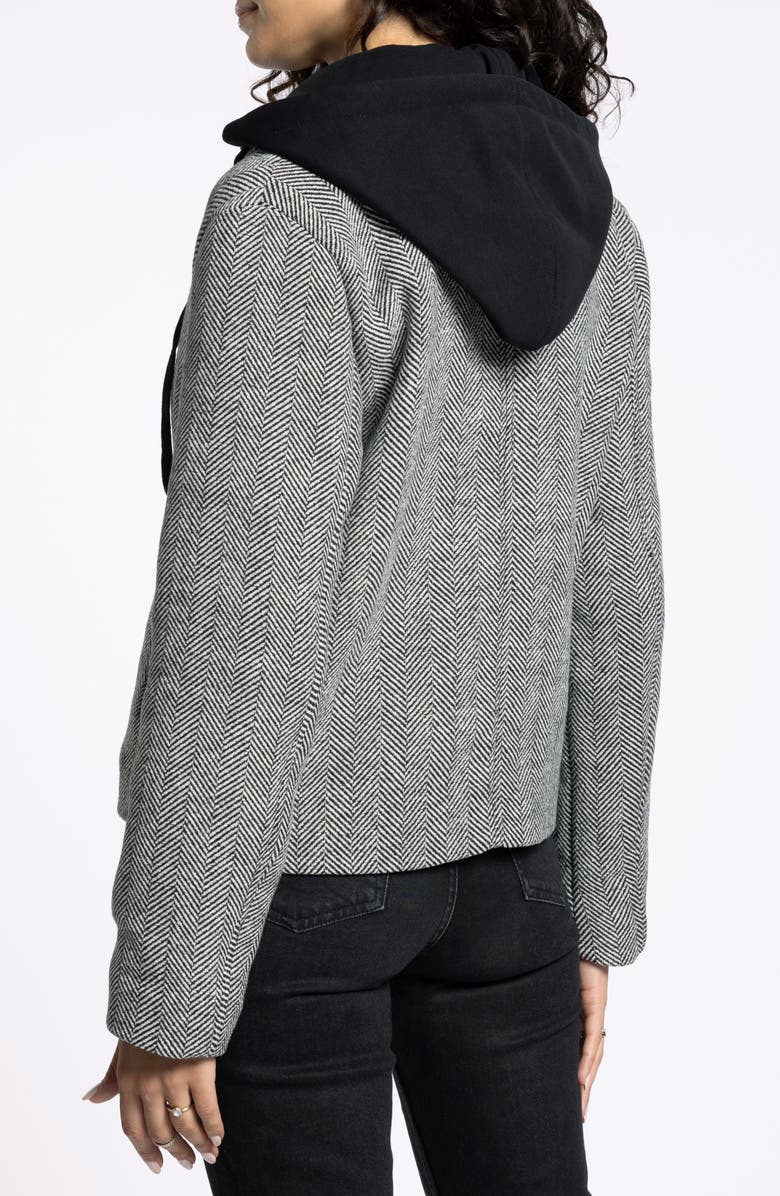 Thread & Supply Alejandra Herringbone Coat with Bib Hoodie, Alternate, color, Charcoal Melange