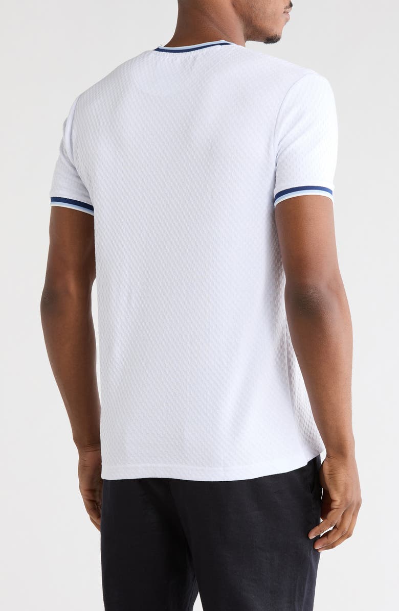 DENIM AND FLOWER Tipped Textured Crewneck T-Shirt, Alternate, color, White