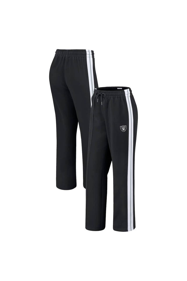 Women's WEAR by Erin Andrews Black Las Vegas Raiders Color-Block Straight Leg Pants, Main, color, Black