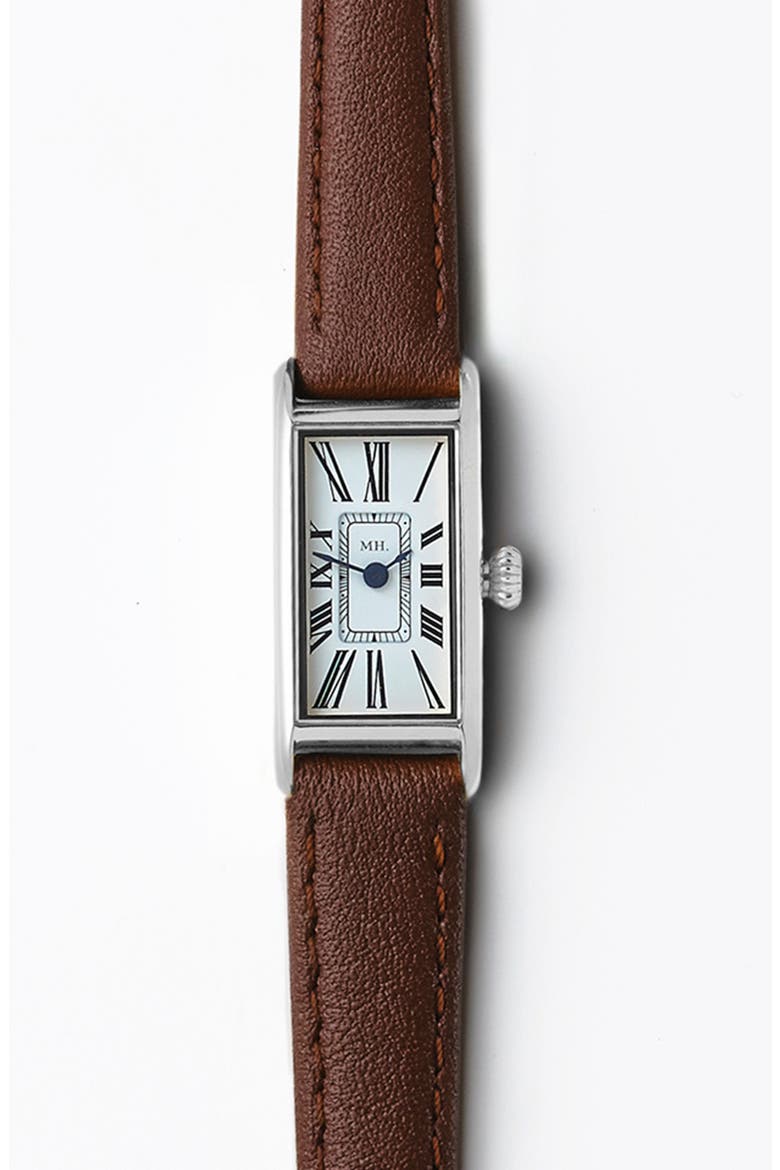 The Kimsey Classic Small Watch, Main, color, Silver Watch - Brown Strap