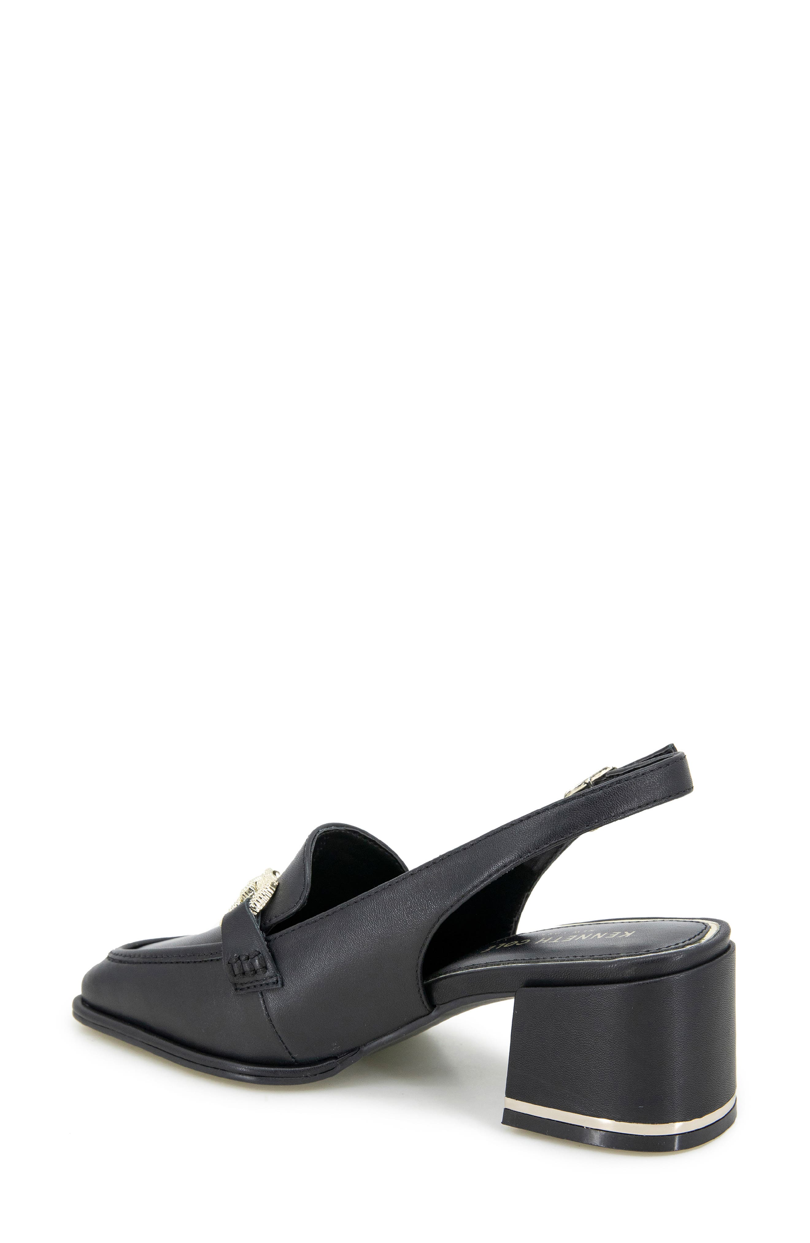 Kenneth Cole Elina Slingback Bit Loafer Pump, Alternate, color, Black Leather
