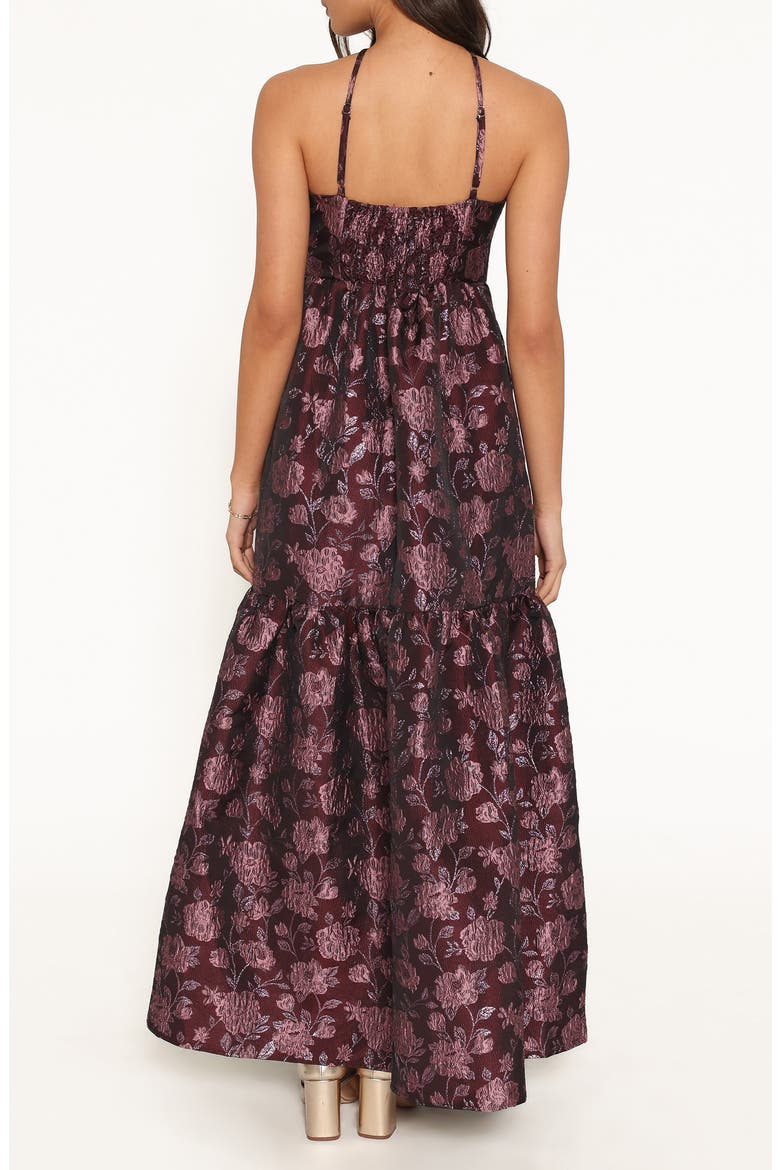 Jasminda Halter Neck Maxi Dress, Alternate, color, PLUM BROCADE