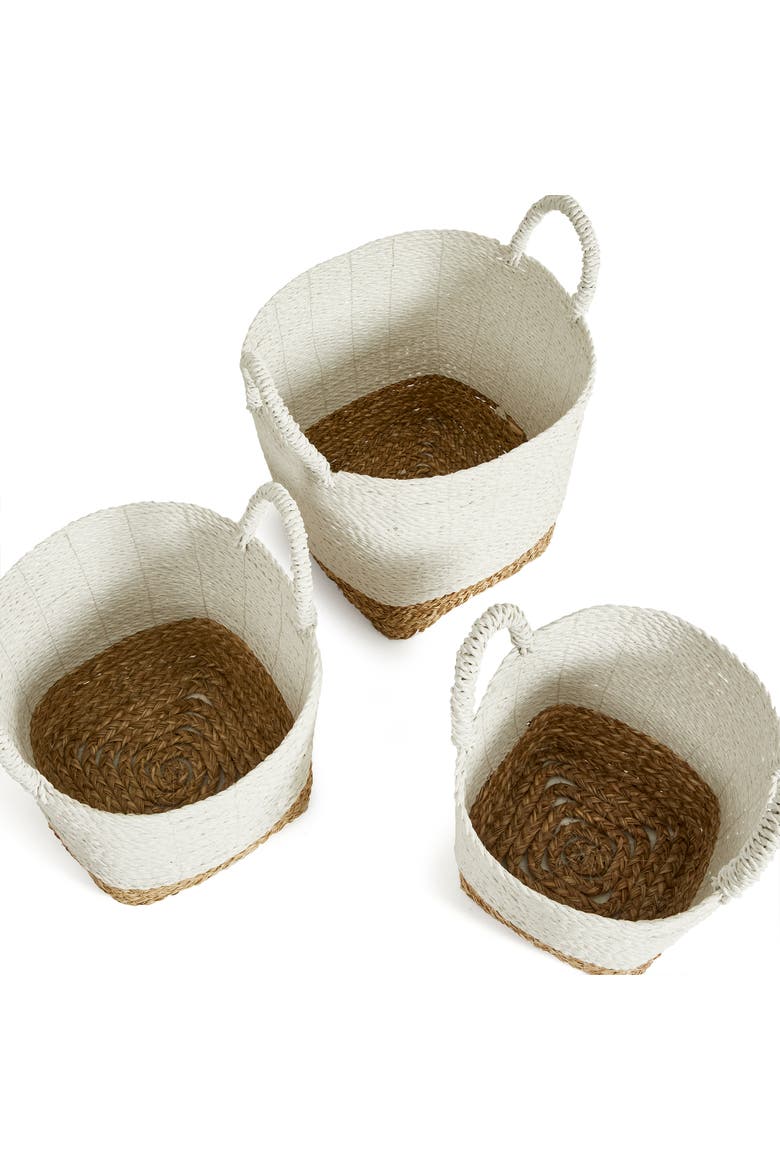 Madura Market Baskets Set of 3, Alternate, color, White