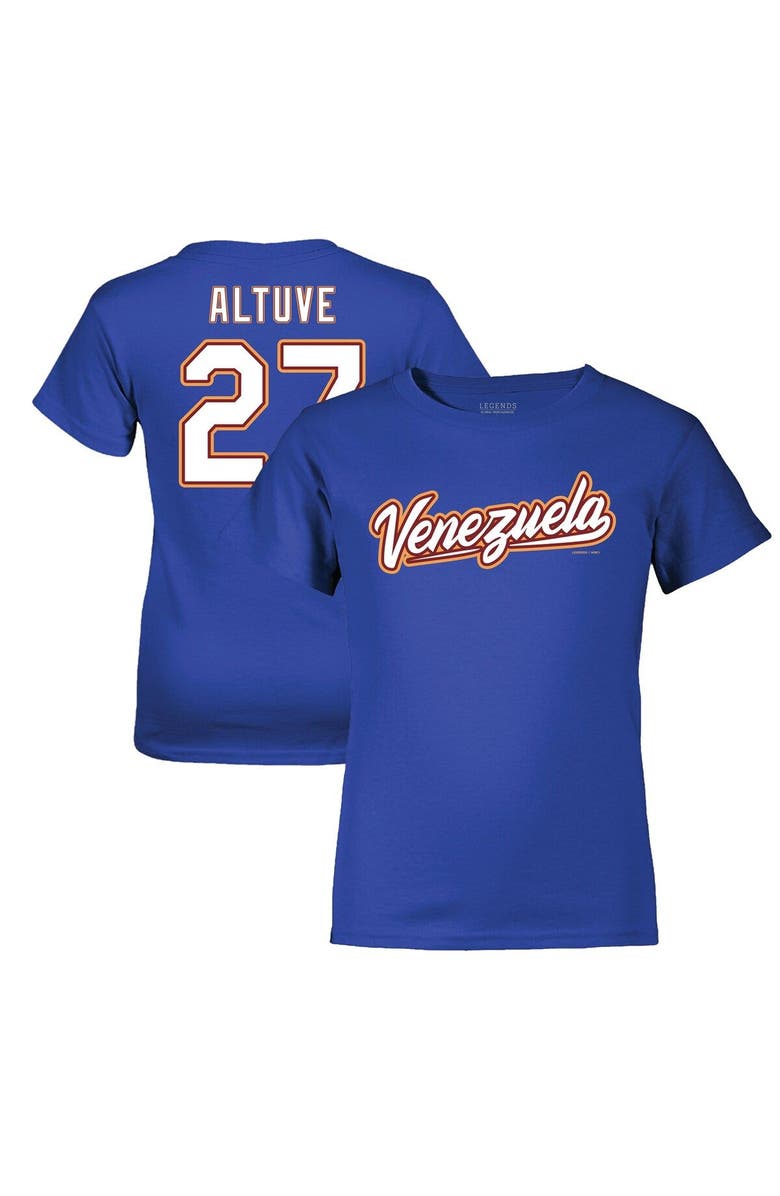 Legends Merchandise Youth LEGENDS Jose Altuve Royal Venezuela Baseball 2023 World Baseball Classic Name & Number T-Shirt, Main, color, 
