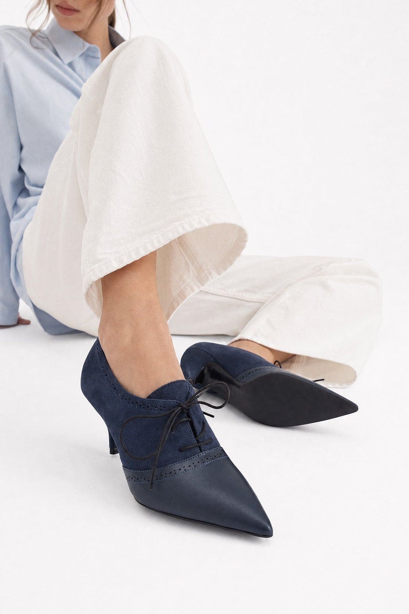 Medley Stiletto Lace Up Pump, Alternate, color, Navy Suede