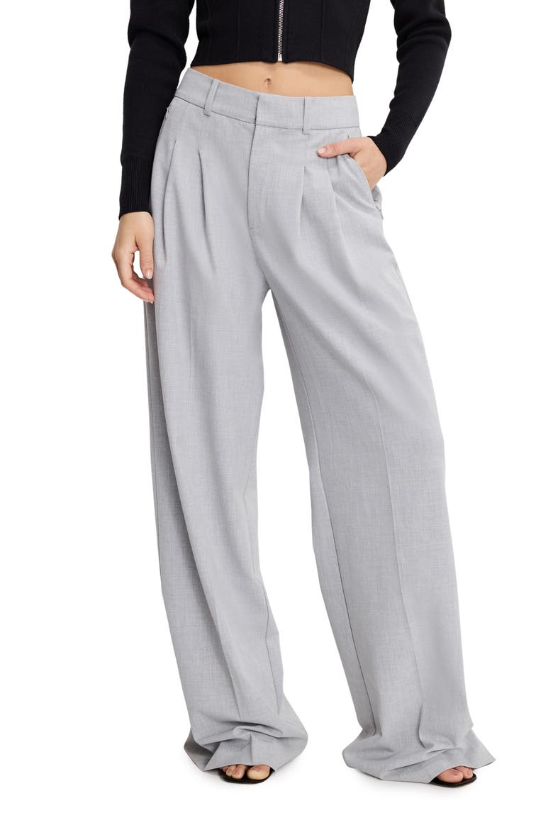 Essential Wide Leg Suiting Pants, Main, color, CROSSHATCH GREY