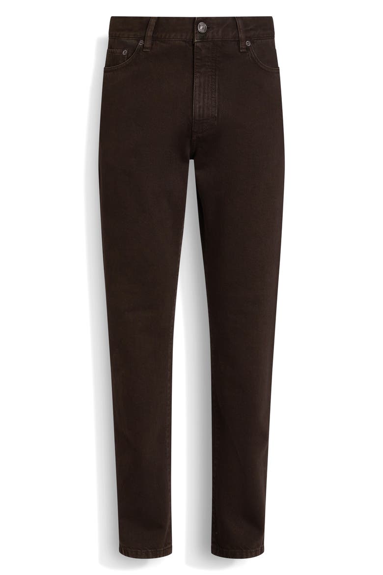 City Fit Nonstretch Denim Jeans, Main, color, DARK BROWN