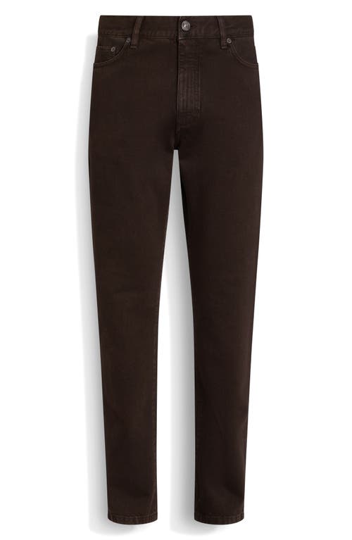 Shop Zegna City Fit Nonstretch Denim Jeans In Dark Brown