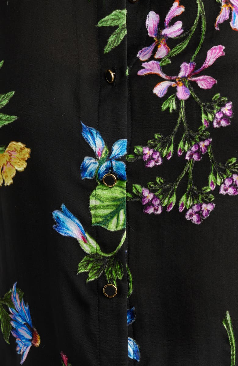 Elie Tahari The Janice Print Silk Blend Shirt, Alternate, color, Denim Garden Burnout