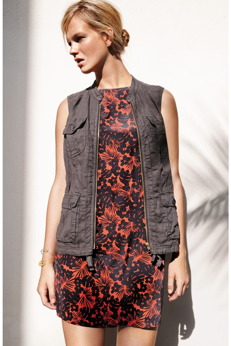 Linen Utility Vest, Alternate, color, OLIVE TUSCAN