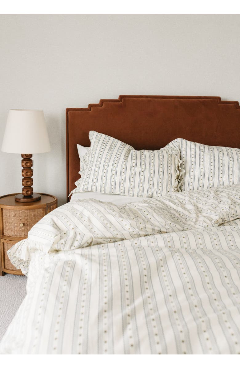 TBCo Cotton Striped Ruffle Bedding Set, Alternate, color, Navy Ditsy Floral