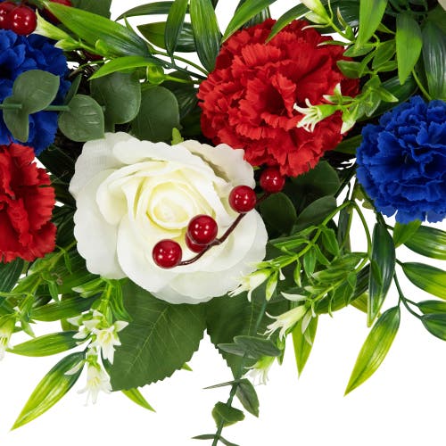 Northlight Carnation And Rose Artificial Americana Wreath In Red