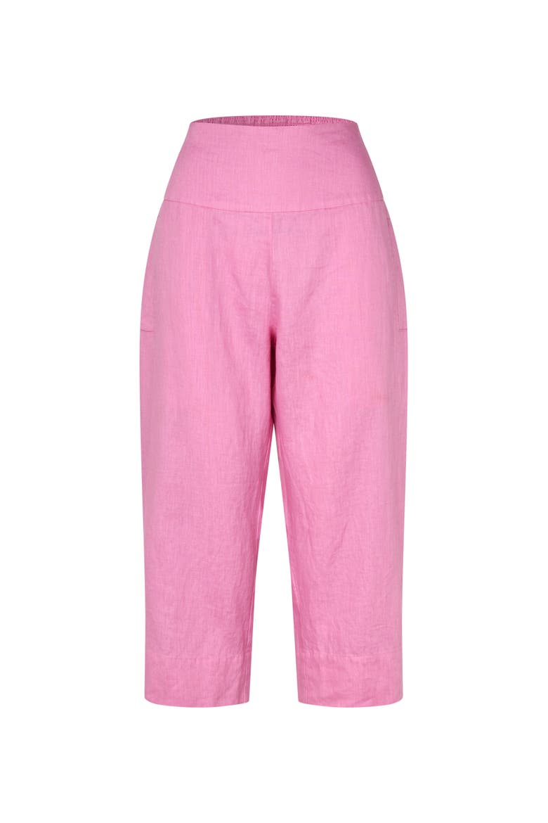 Mapallas Linen Cropped Trousers, Alternate, color, Fuchsia Pink