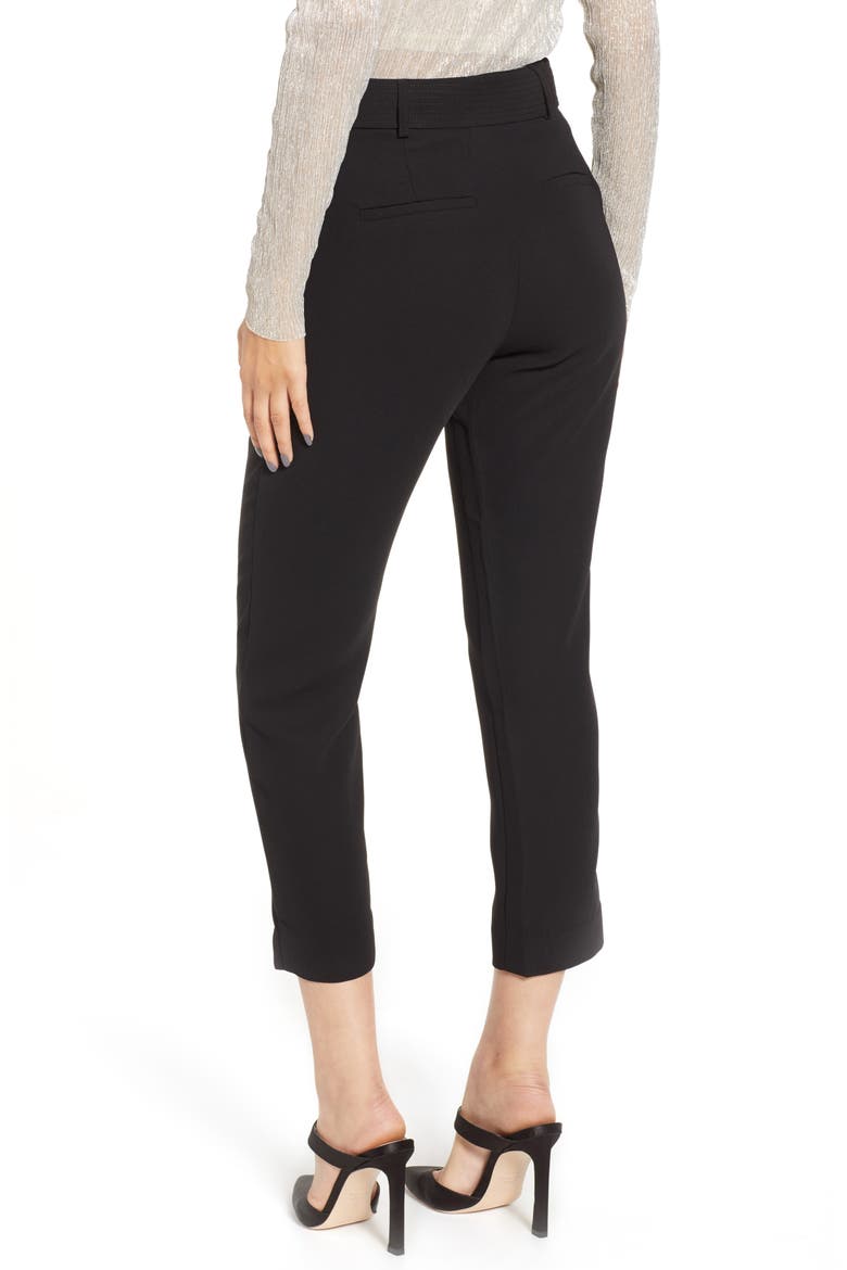 Tie Waist Ankle Pants, Alternate, color, BLACK