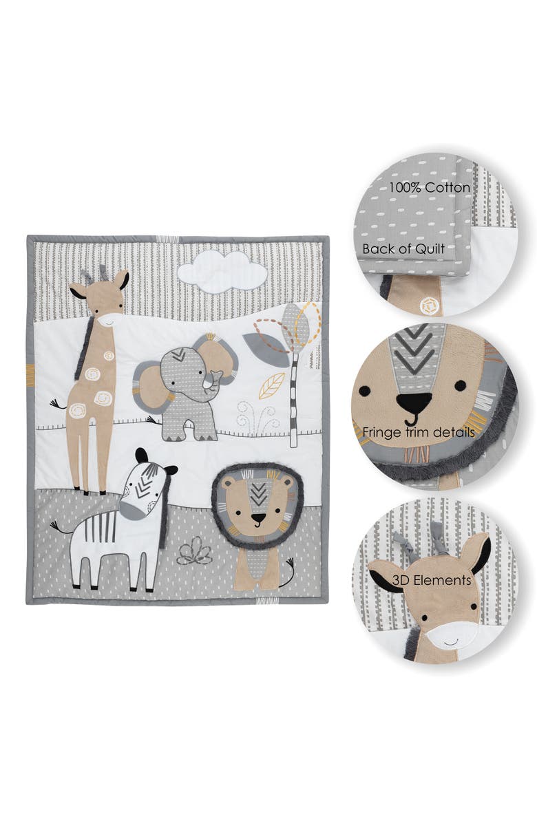 Lambs & Ivy Jungle Safari Nursery 6-Piece Baby Crib Bedding Set, Alternate, color, Gray