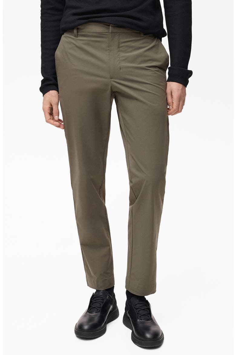 Slim Fit Flat Front Elastic Waist Pants, Main, color, MEDIUM GREEN