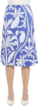 24seven Comfort Apparel Womens Paisley Elastic Waist Knee Length A-Line Skirt