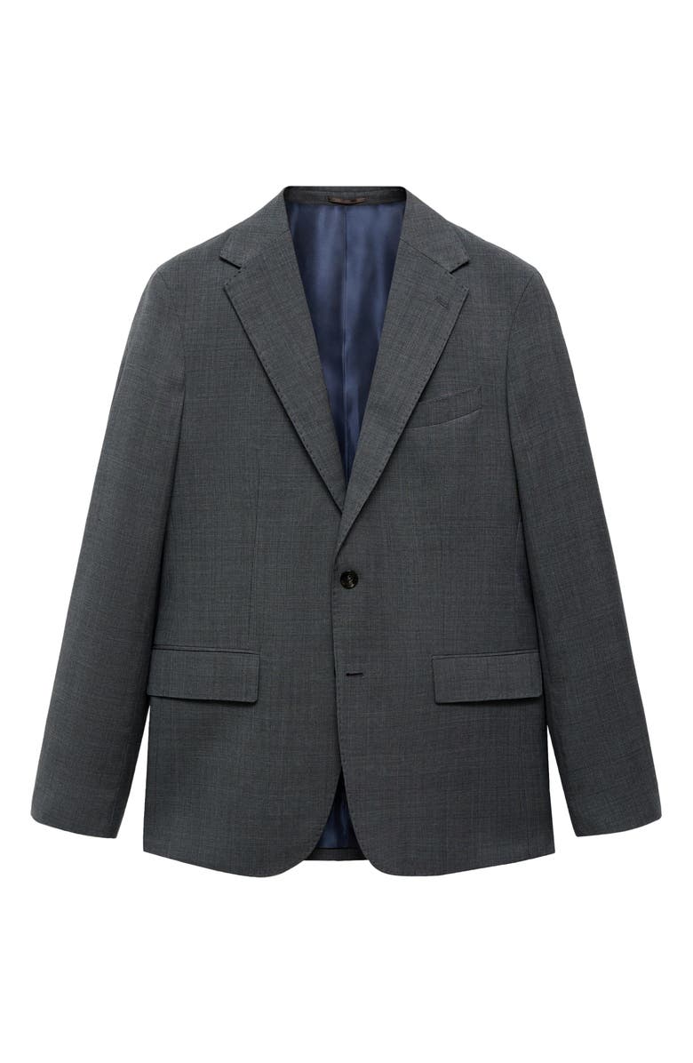 MANGO Slim Fit Heathered Glen Plaid Wool Sport Coat, Alternate, color, 