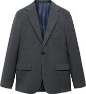 MANGO Slim Fit Heathered Glen Plaid Wool Sport Coat