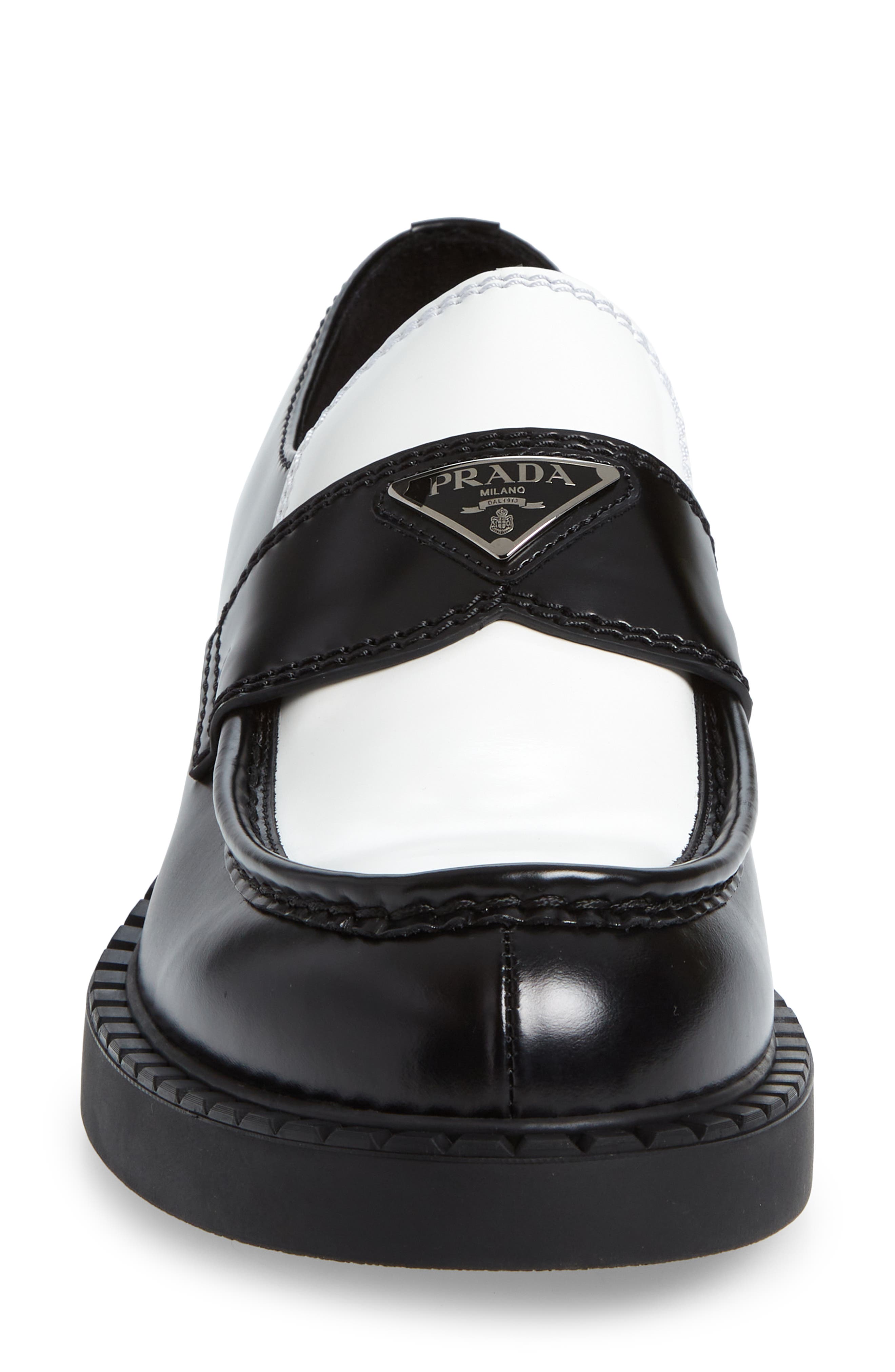 Prada Triangle Logo Loafer, Alternate, color, 