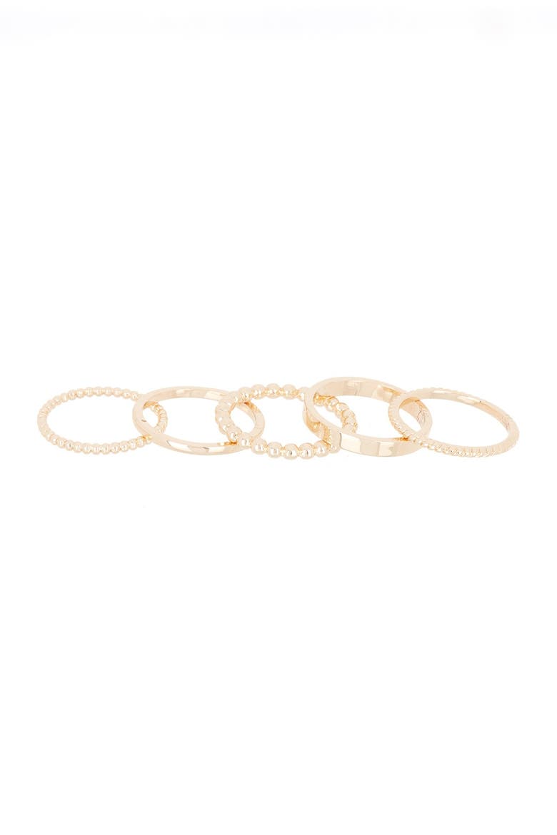 Mixed Texture Metal Ring Stack, Alternate, color, GOLD